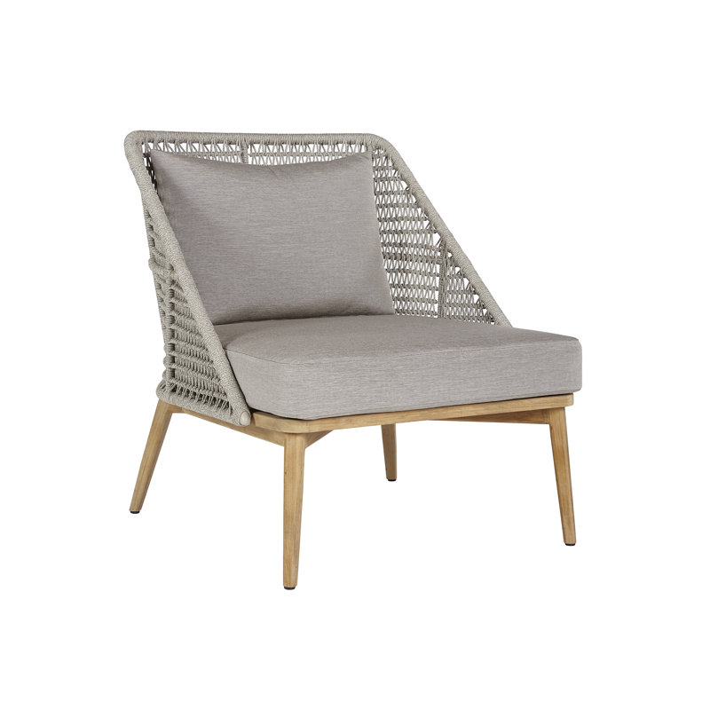 Andria Outdoor Teak Lounge Chair, Brown, Gray