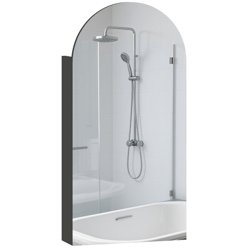 15.7mm W 31.5mm H Wall Mounted Required Framed Medicine Cabinet Mirror Adjustable, Black