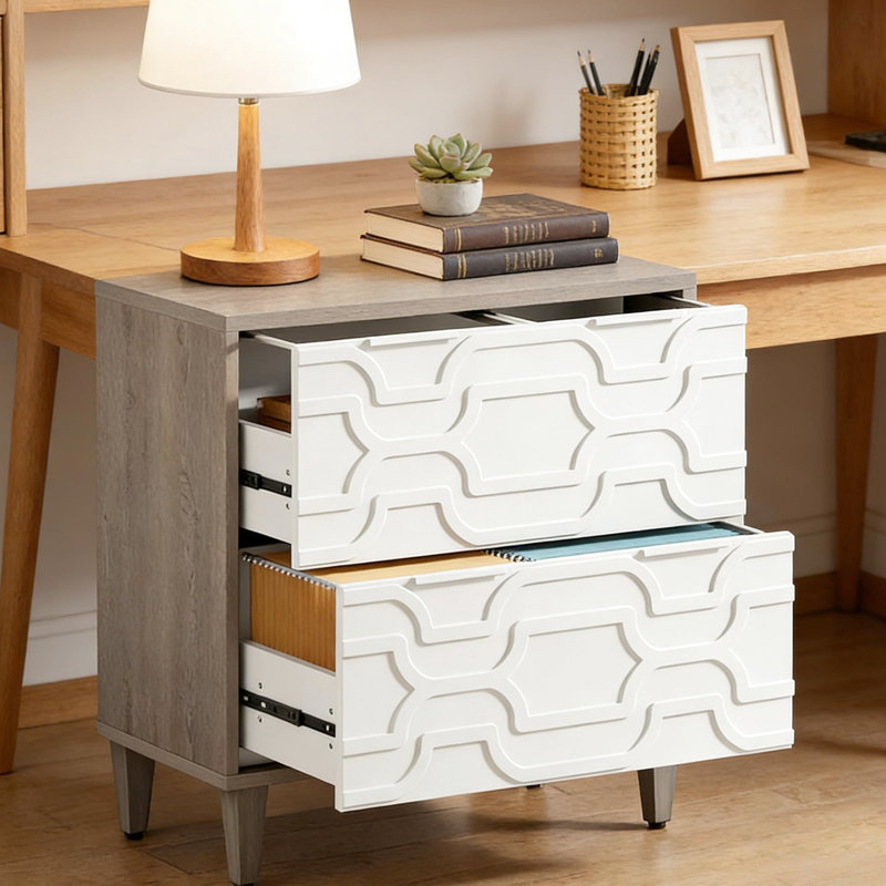 2 classeurs avec tiges réglables en acier inoxydable, convenant pour le bureau et le bureau, finition gris blanc, panneau de particules de qualité E0, pieds stables, tiroirs spacieux à accès rapide, L 31,5 po x l 15,75 po, H 31,9 po