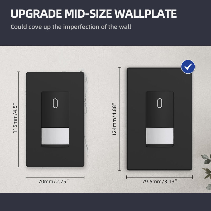 Black 1-Gang Screwless Decorative Wall Plate Set