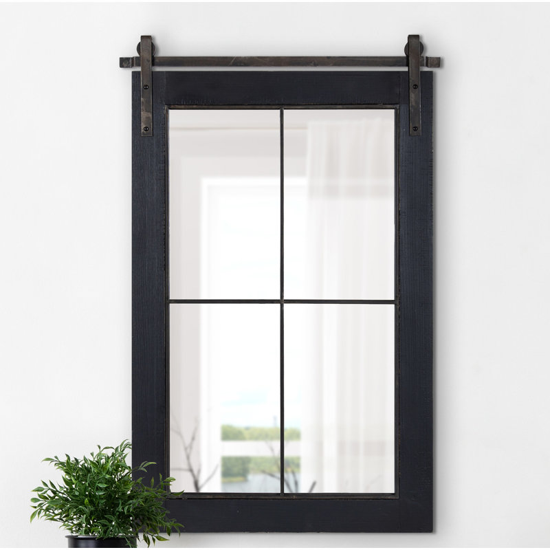 Enora Wood Rectangle Mirror, Black, 43" x 18"