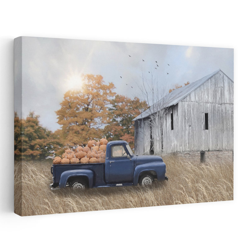 Jonctown, citrouille, grange, art contemporain, paysage de fruits, H 16 po x l 24 po