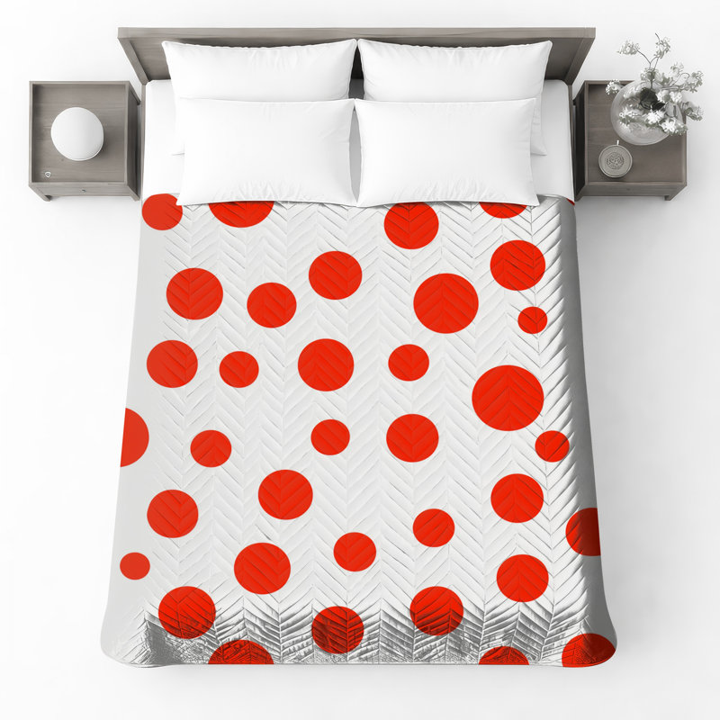 Couvre-lit matelassé à pois rouges toutes tailles, Grand lit