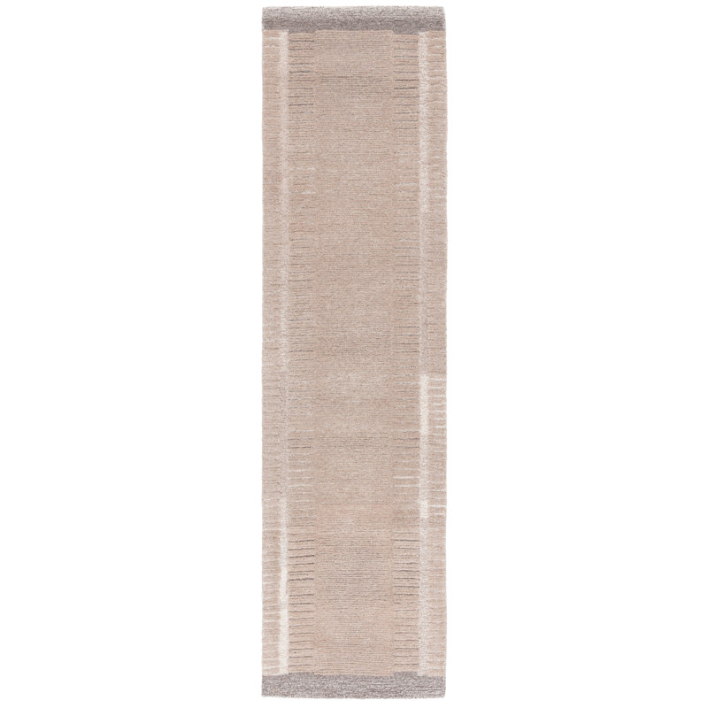 Alysandra Ebony Hand Tufted Wool Cotton Abstract Rug in Ivory/Beige, Runner 2'3" x 9'