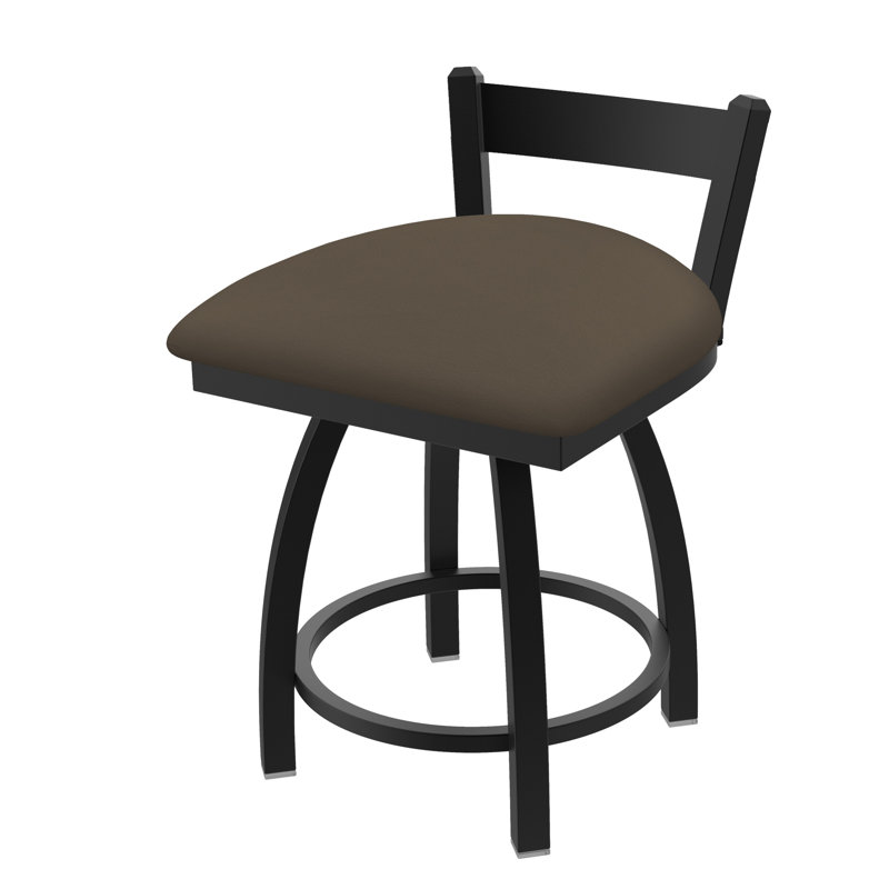 Tabouret de coiffeuse à dossier bas 18 po Catalina, Nickel anodisé, Vinyle - Terre Canter
