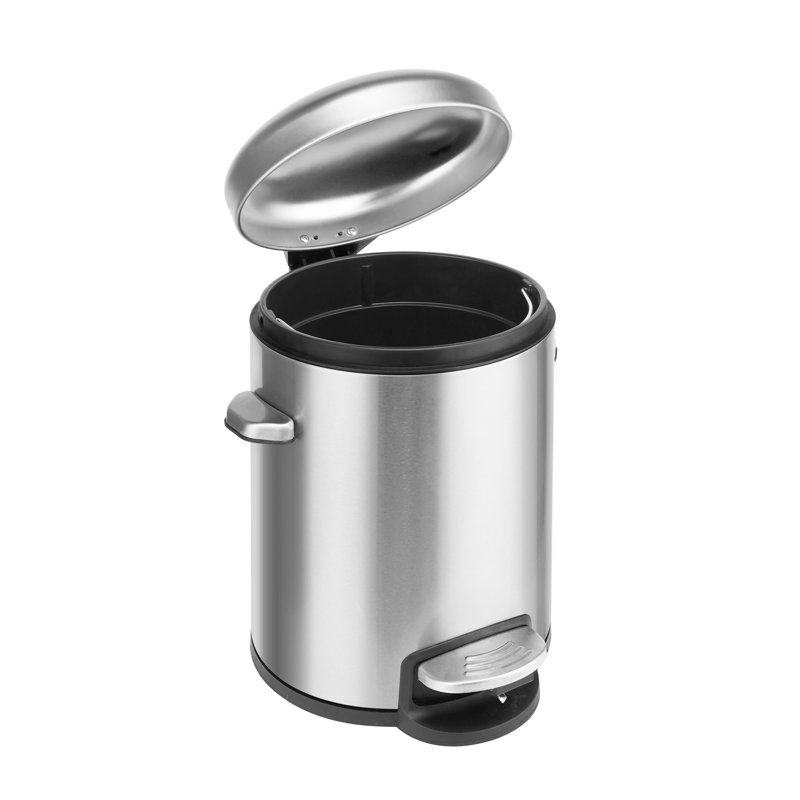 1.3 Gallon Brushed Stainless Steel Step Trash Can