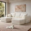 Canapé d'angle Cloud 100,39 po avec méridienne en forme de U, canapé modulaire moderne avec assise profonde, combinaison libre, aucun assemblage requis, emballage compressé, ressorts ensachés et mousse, tissu peluche beige (avec forme en L)-2088625404-2088625405