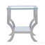 Table de bout carrée en verre chromé