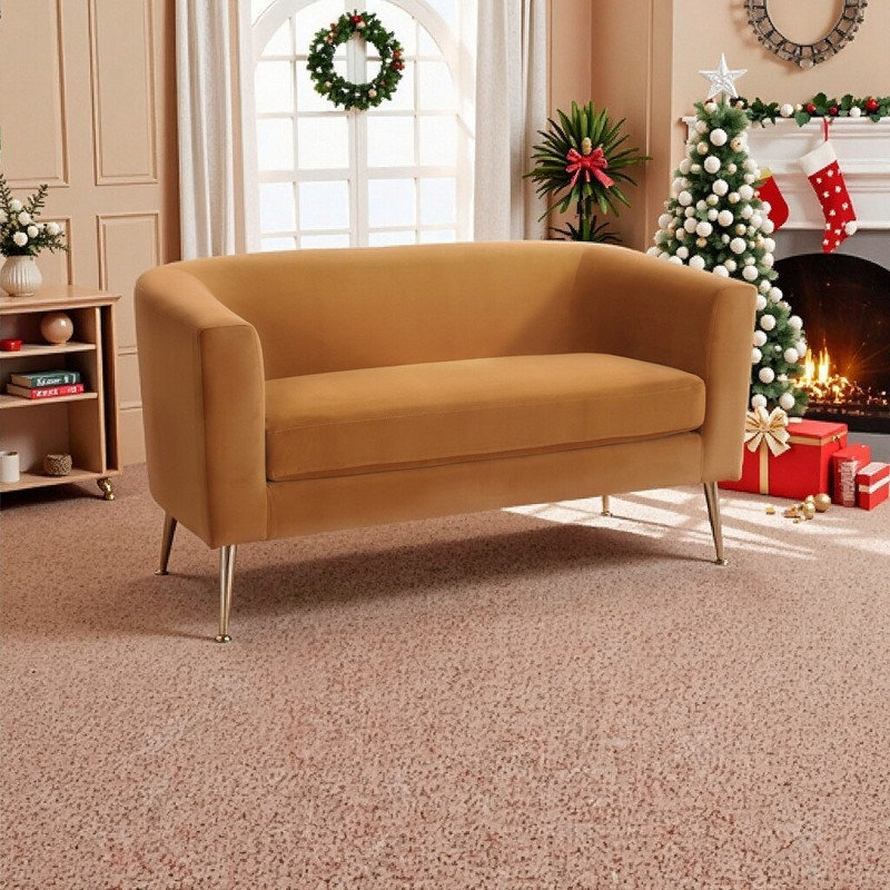 Causeuse en velours Minimalist, Orange