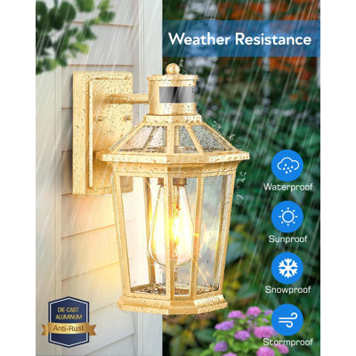 VIANIS Motion Sensor Outdoor Wall Lights, Dusk To Dawn Waterproof Exterior Lights With Clear Glass For House, Garden