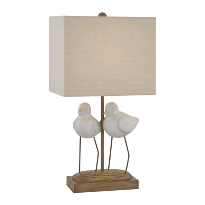 Lampe de table 20 po en résine blanche avec abat-jour