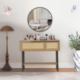 Bertran 39.4'' Console Table With Round Mirror