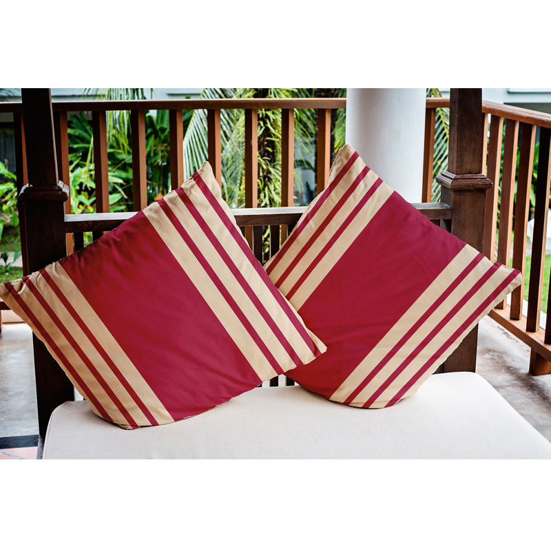 Coussin décoratif intérieur / extérieur Stripe, 16 po x 16 po, Canneberge