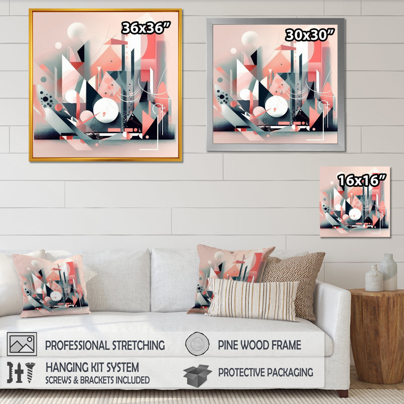 «Pink Embrachant Emptiness On Blue II», impressions sur toile minimalisme, H 16 po x l 16 po x P 1 po