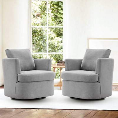 Blendia Upholstered Swivel Barrel Chair (Set of 2)