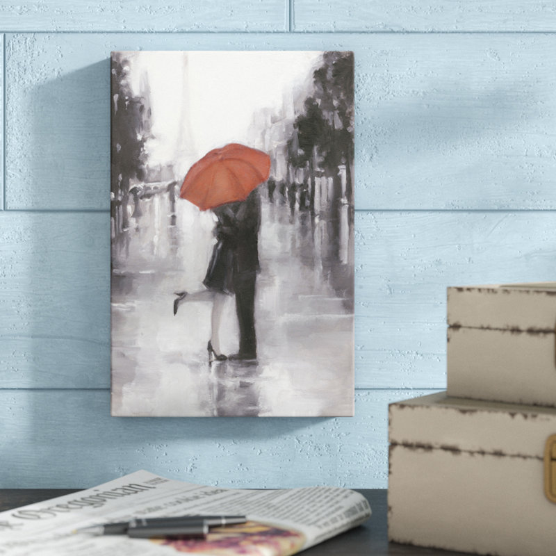 «Caught in the Rain», peinture sur toile, H 12 po x l 8 po