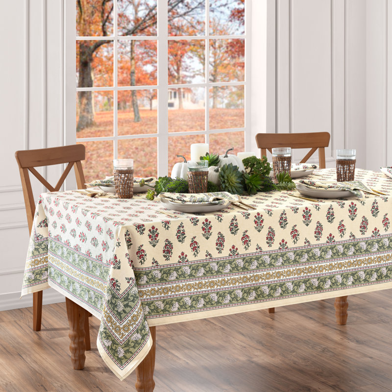 Nomad Holiday Block Print Rectangle Tablecloth, 60" W x 120" L