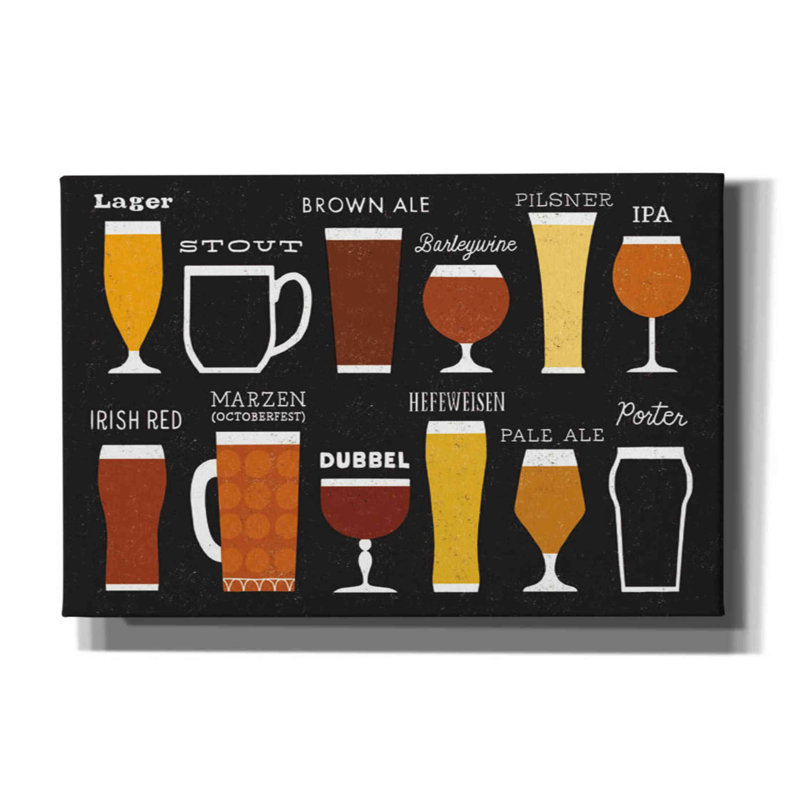 «Craft Beer List» par Michael Mullan, art mural sur toile, H 12 po x l 18 po x P 0,75 po
