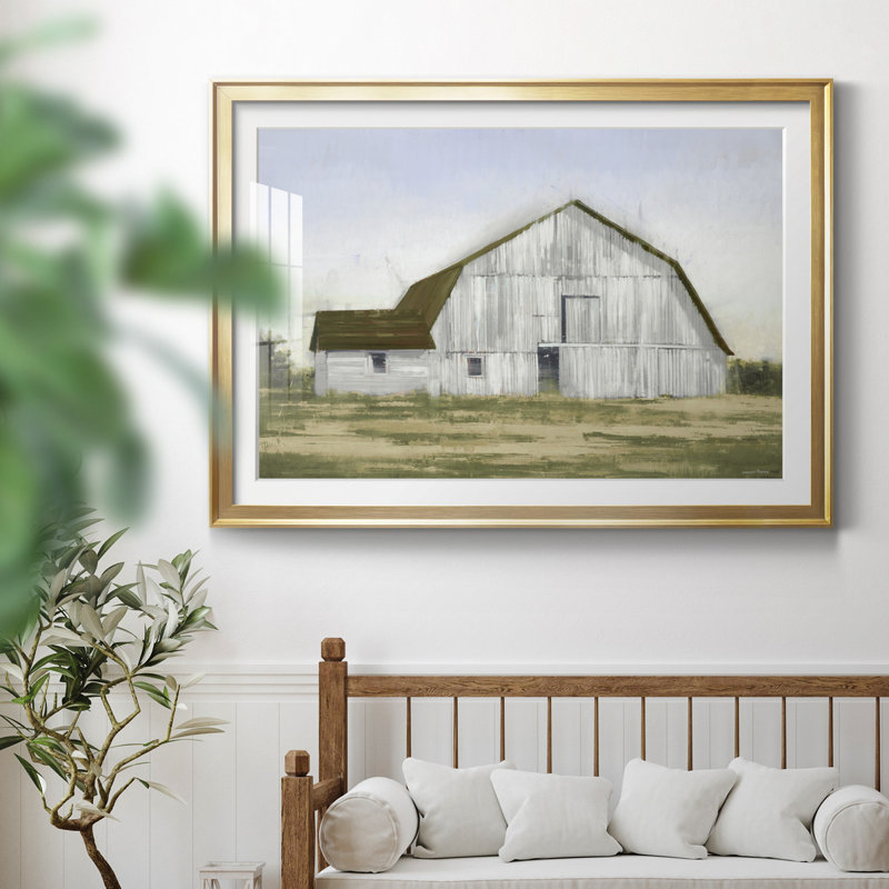 " BARN II ", 30.5" H x 42.5" W x 1.5" D, Gold Framed, Yes