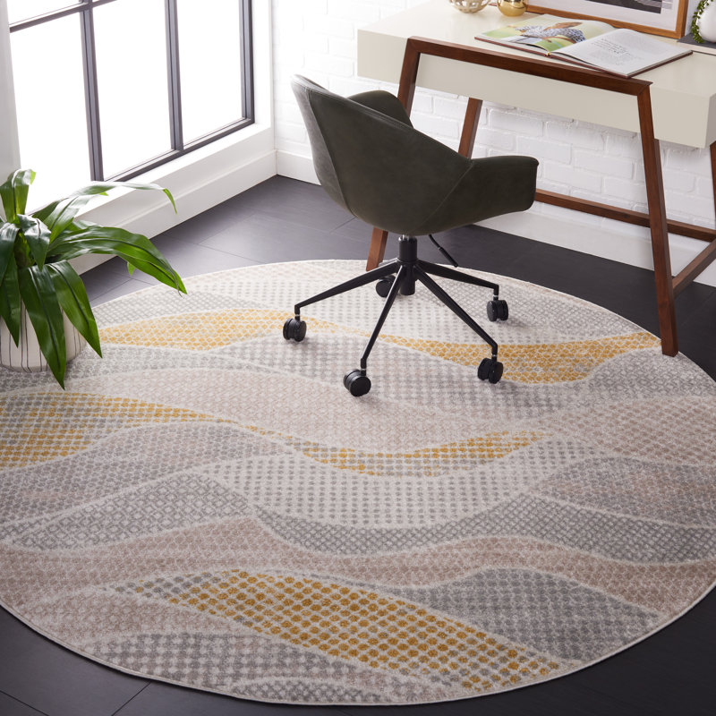 Pearsons 514 Area Rug In Gray/Beige/Gold, Round 6'7"