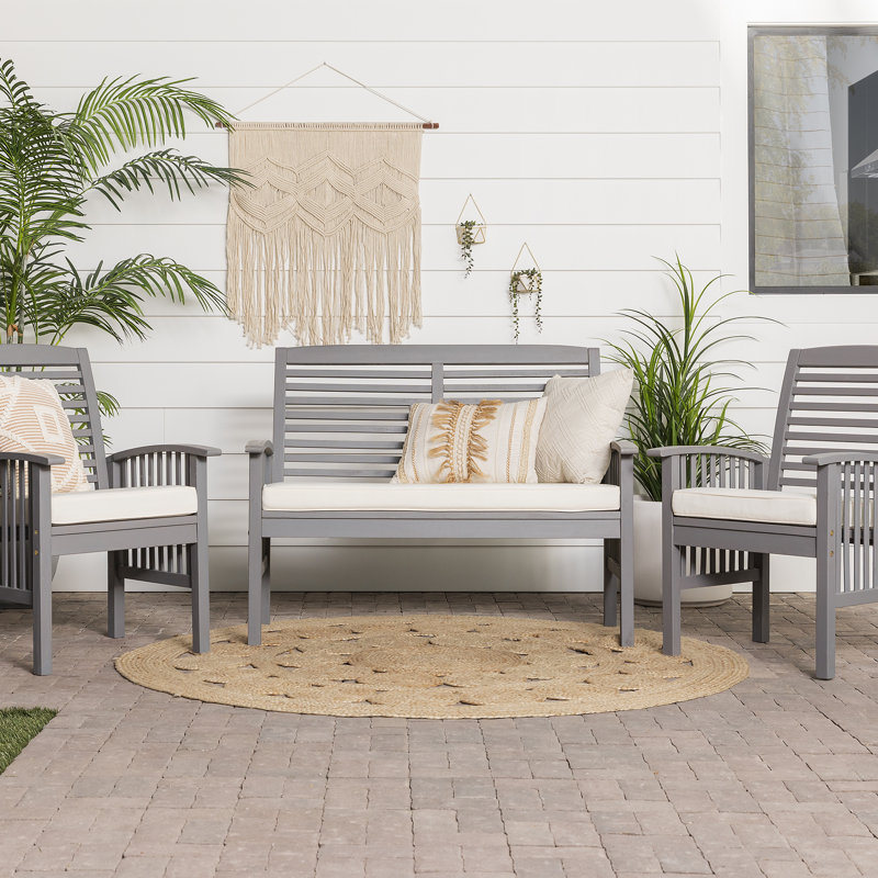 Acacia 4 - Person Patio Conversation Set with Cushions, Gray Wash