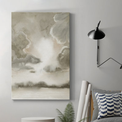 Toile tendue avec châssis de qualité supérieure sépia Sky II - prête à être accrochée