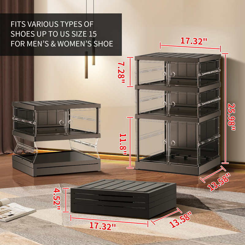 Armoire de rangement pour chaussures 6 paires, Noir, noir, noir, noir
