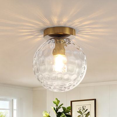 Plafonnier encastré à globe en verre martelé à 1 lumière