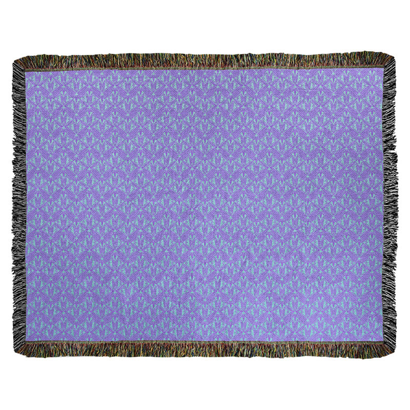 Couverture en coton tissé Katelyn Elizabeth, l 37 po x L 52 po, Mauve / Vert