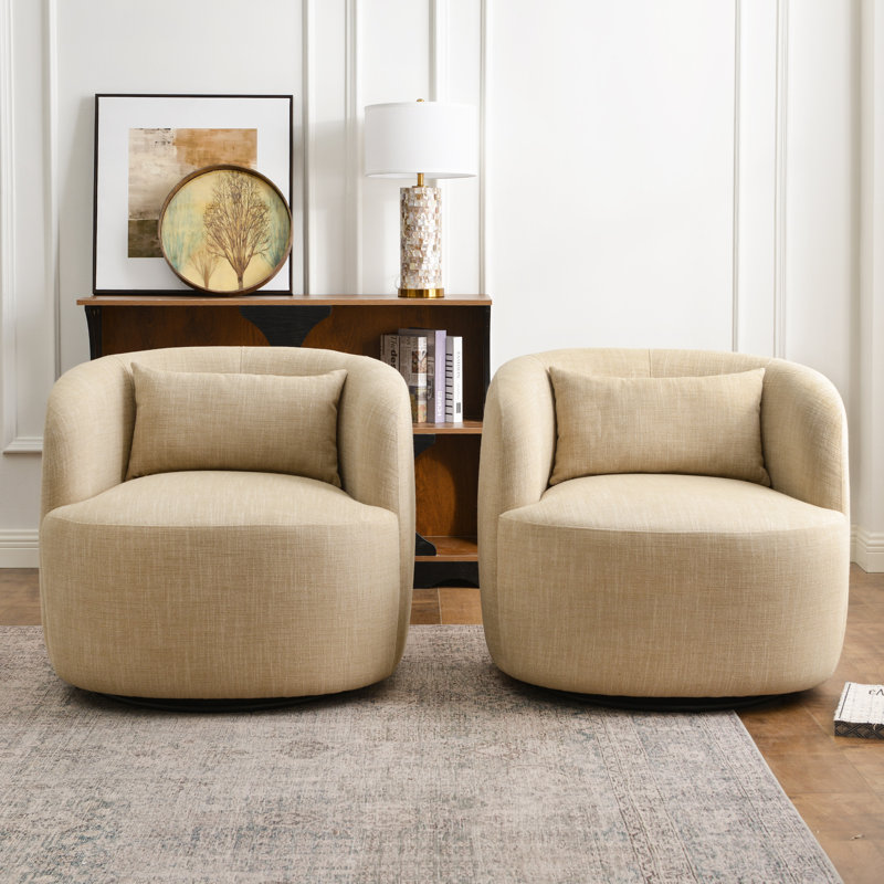 Fauteuil demi-tonneau rotatif 2 pièces, Wheat