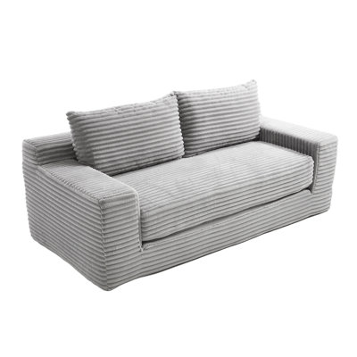 Lit convertible 2 places gris, mousse à mémoire de forme, cadre en acier, revêtement en velours côtelé, aucun assemblage requis, idéal pour les chambres d'amis des locataires, design, convient aux petits coins lecture.