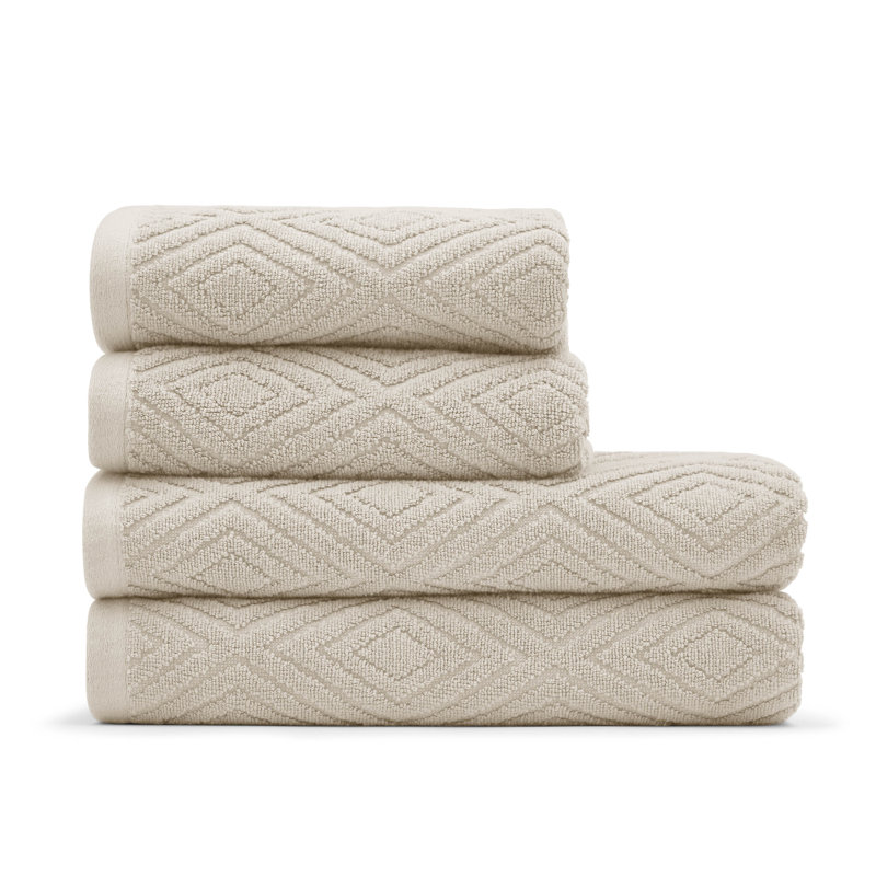 Diamond Geo Sculpted Cotton Towels, Beige