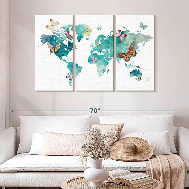 Carte du monde des papillons Aliaz, H 32 po x l 50 po