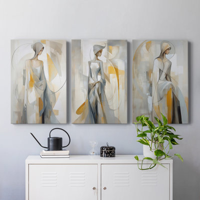 Feminine Series XLVIII -Set Of 3 Gallery Wrapped Canvas -Ready to Hang