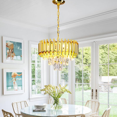 Luminaire suspendu en cristal Modern Modern - lustre doré à 3 niveaux avec cristaux K9 pour salle à manger, îlot de cuisine, salon, vestibule