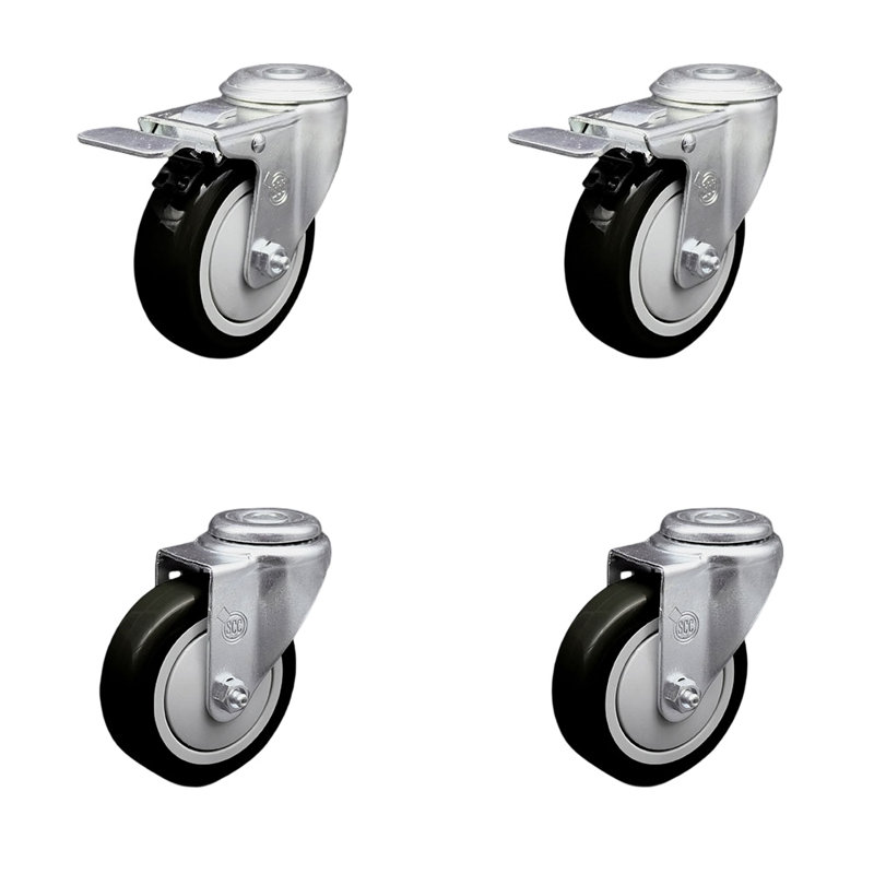 4-Piece Polyurethane Caster Set, Black