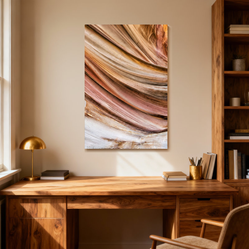 Abstract Layered Earth Tones Swirls Abstract Pattern, 18" H x 12" W
