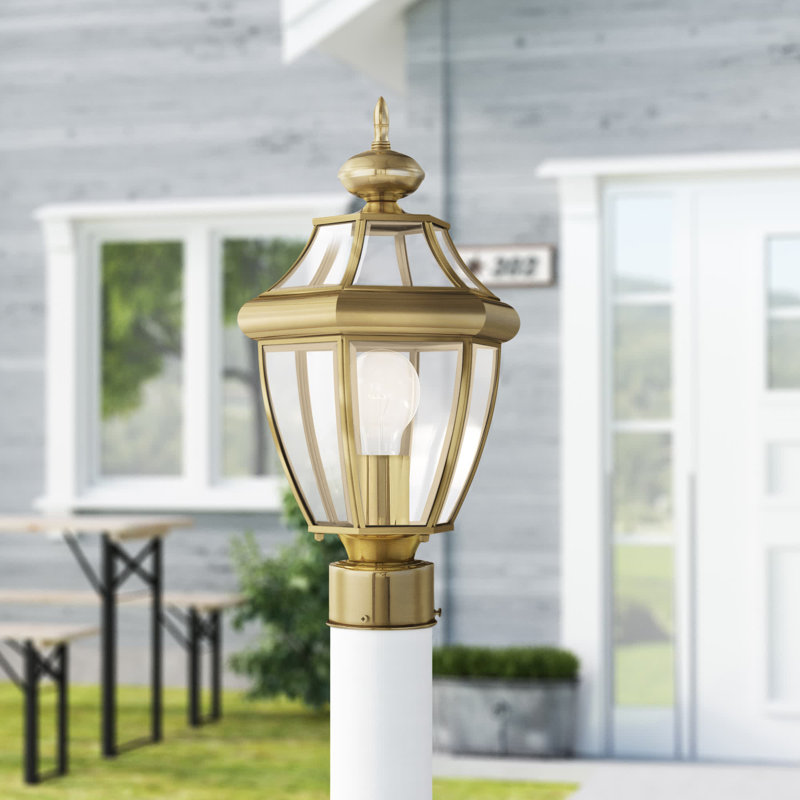 Tête de lanterne câblée à 1 lumière H 16,5 po Arelene, Laiton poli