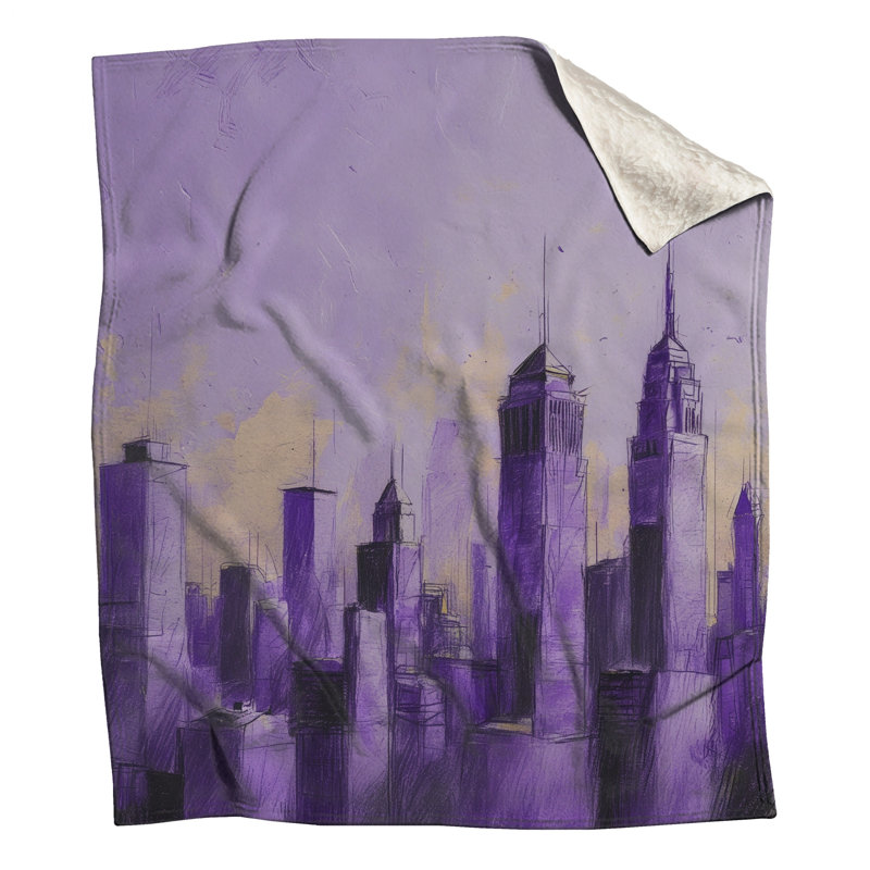 Couvertures mauves City Skyline, 50 po L x 60 po H