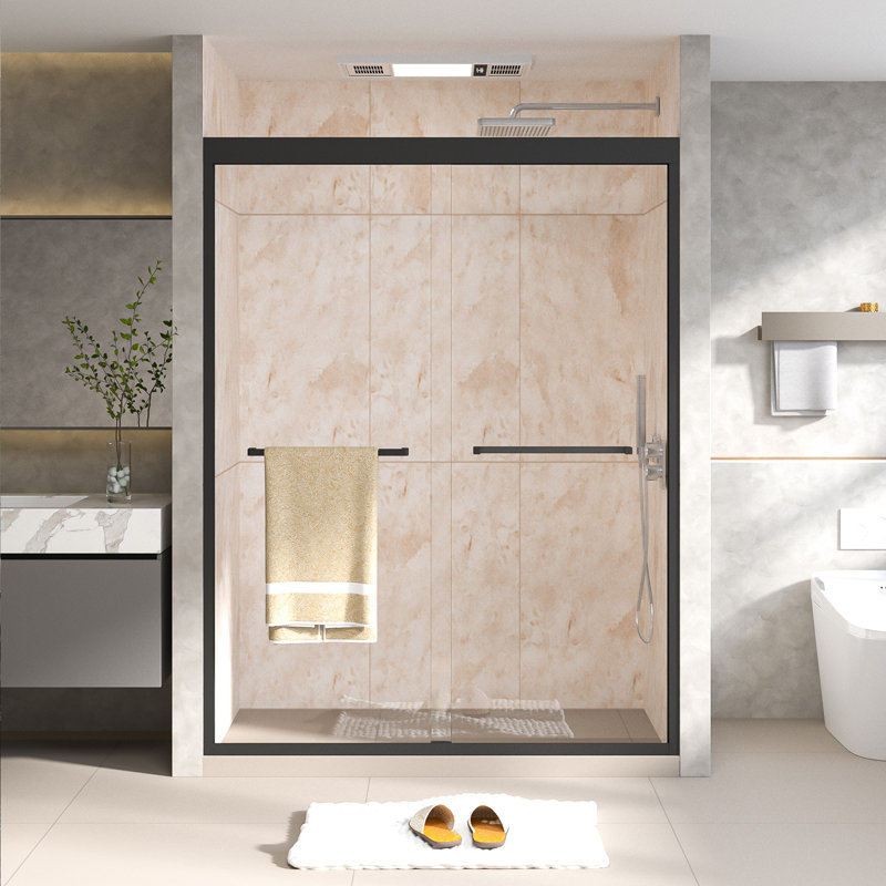 Portes de douche et de baignoire peu encombrantes, verre mat noir de 6 mm pour la maison