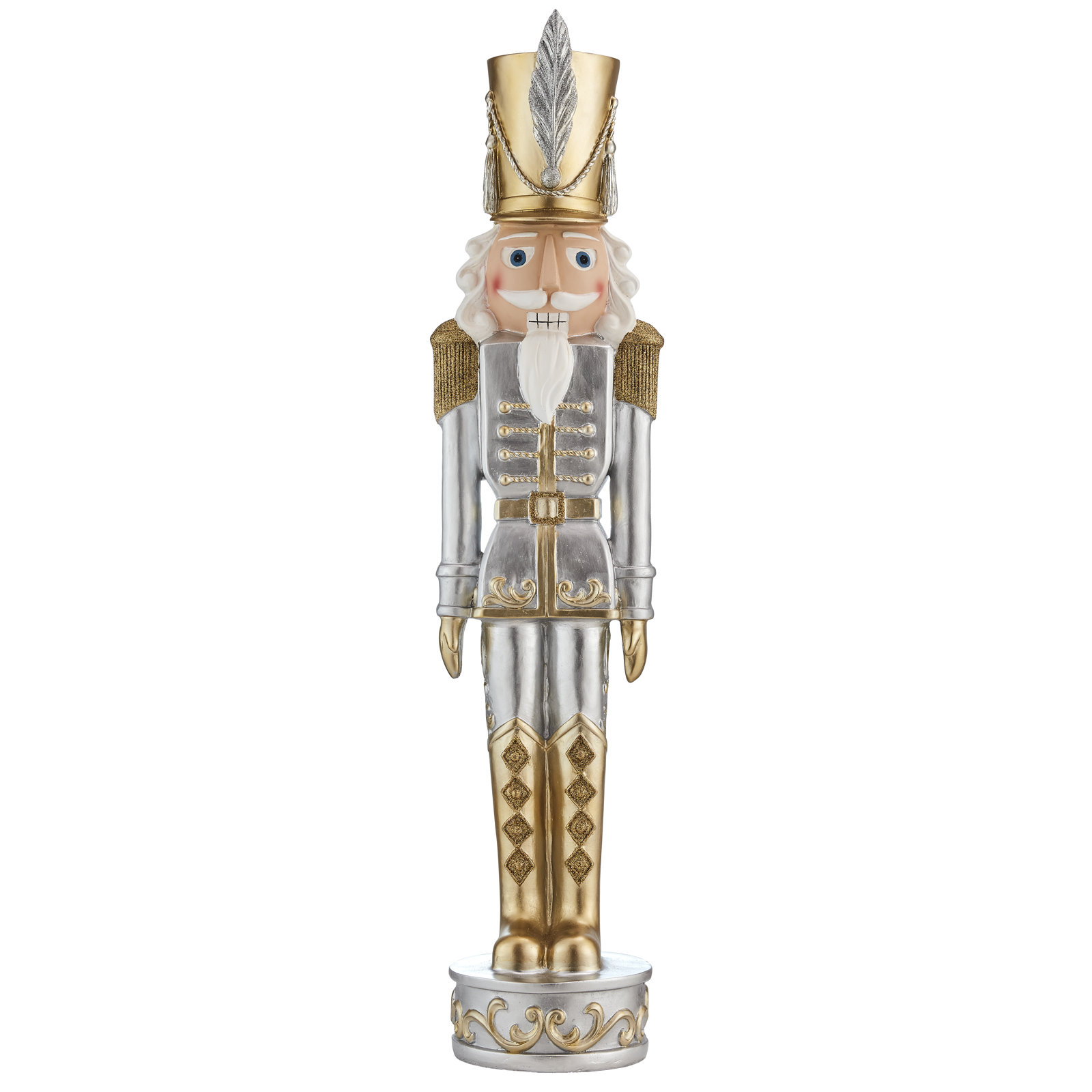 Christmas Nutcracker, 37.5" H x 9" W x 7.5" D, Silver/Gold