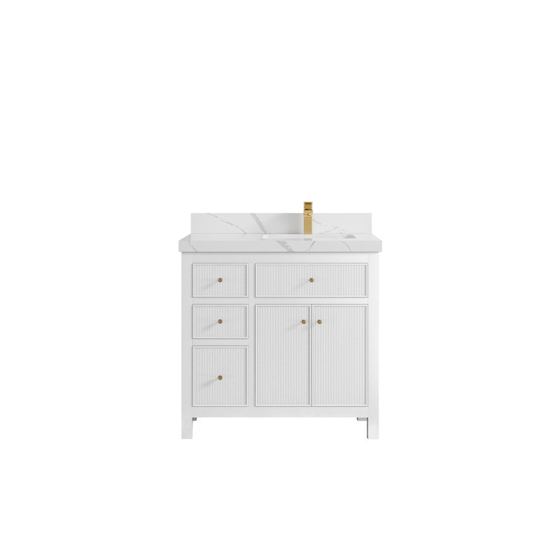Sonoma 36'' Single Bathroom Vanity with Quartz Top, Calacatta Laza Quartz