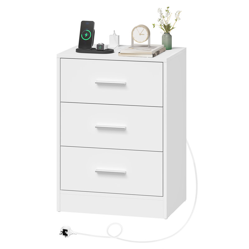 39cm W Bedside Table, White