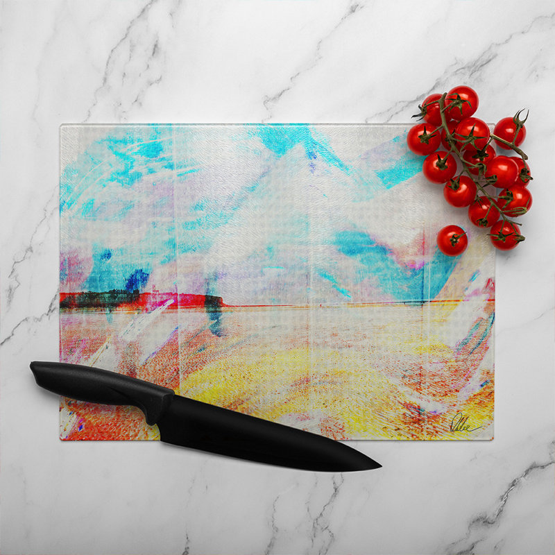 Beach View Cliffs Glass Chopping Board, 40cm L x 28cm W