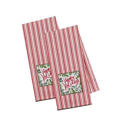 Christmas Dishtowel Set/2, 18x28, Happy Holidays