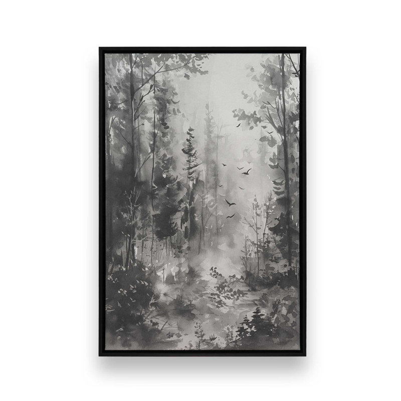 «Forest Enclave», impression sur toile dans un cadre noir, 18 po x 12 po, Cadre noir satiné
