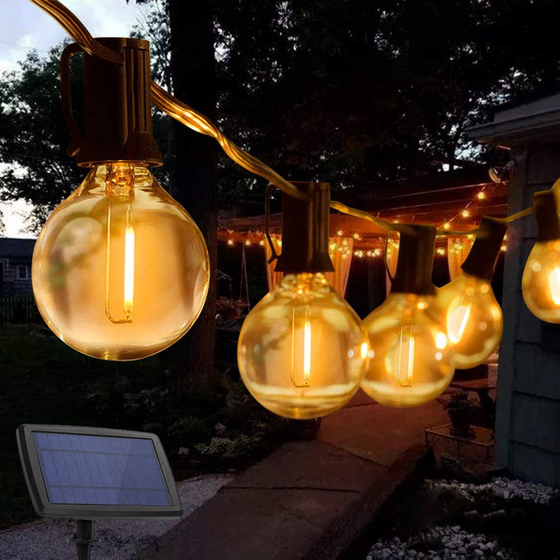 27FT 25-Bulb Solar-Powered Outdoor Globe String Light Shatterproof