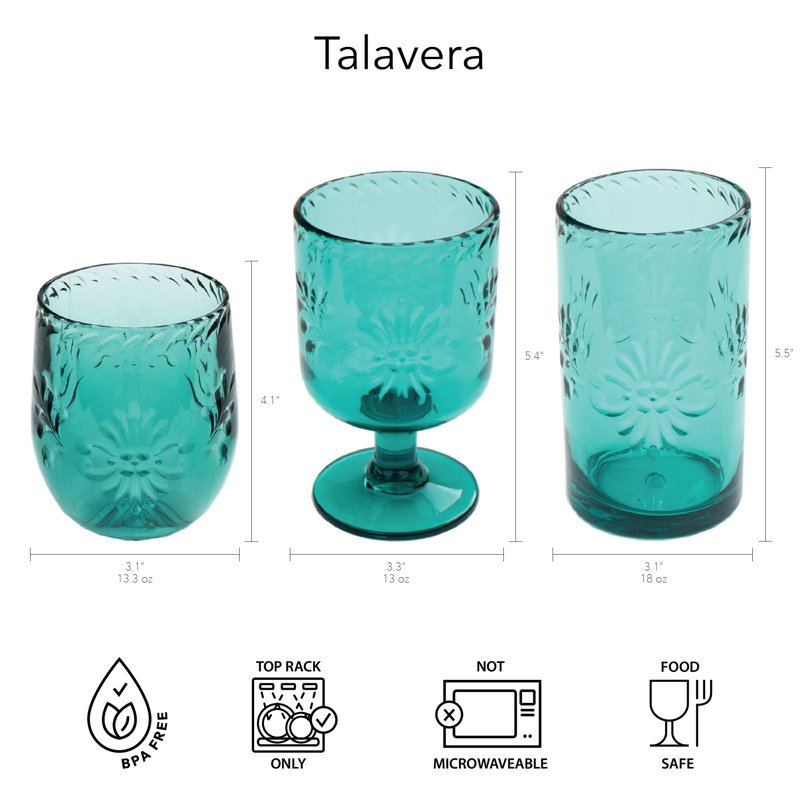 Verre à vin sans pied en acrylique Talavera, 21, Sarcelle