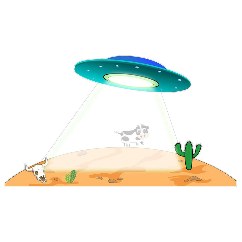 Décalcomanie murale enlèvement d’un ufo étranger, H 36 po x l 66 po x P 0,8 po