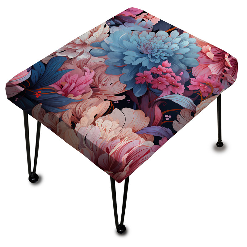 Repose-pieds floral mauve et rose